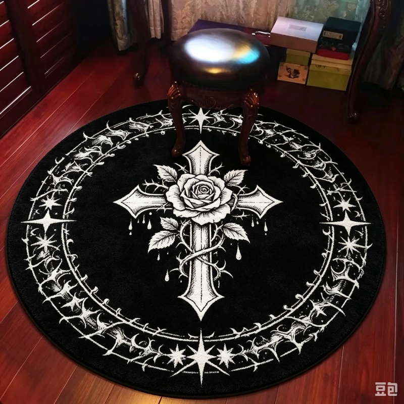 Wholesale Commercial Printing - Rose Cross Occult Gothic Round Rug,