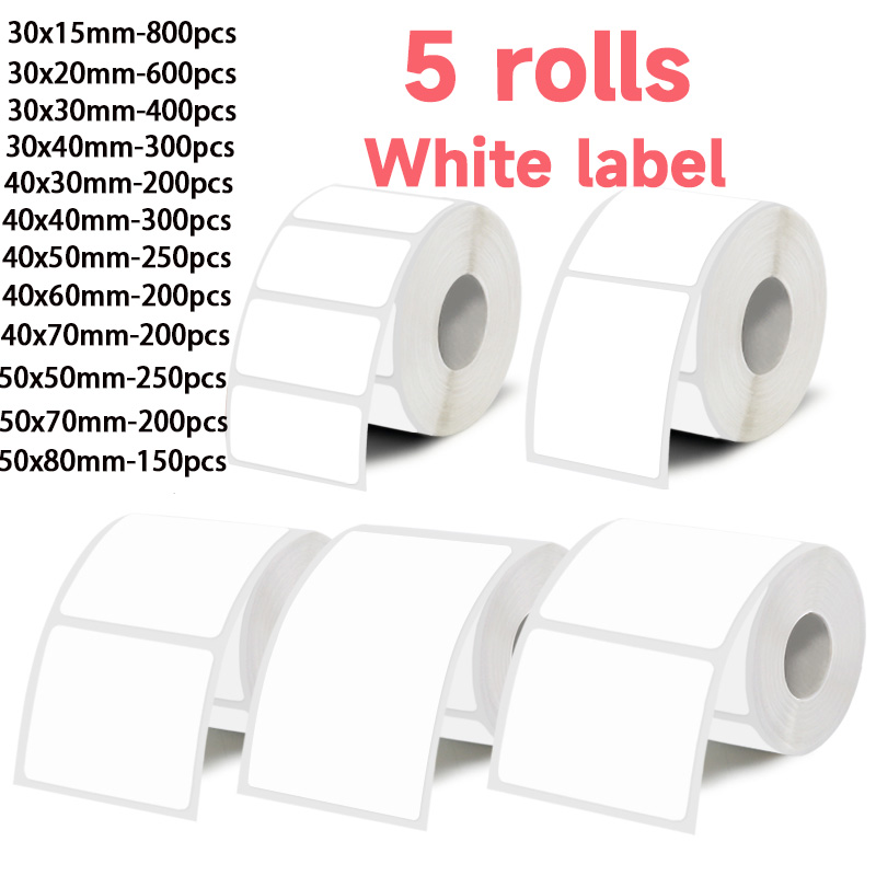 5 Rolls of White Label Sticker - огляд і ціна Commercial Label Printing Machine