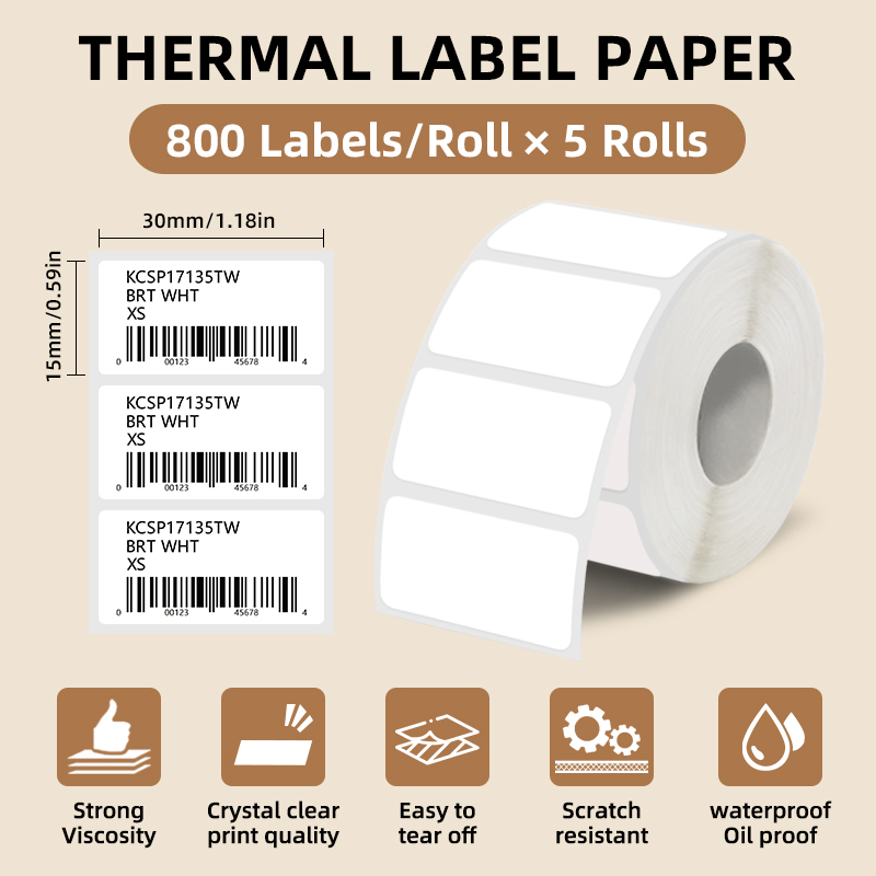 5 Rolls of White Label Sticker - огляд і ціна Commercial Label Printing Machine